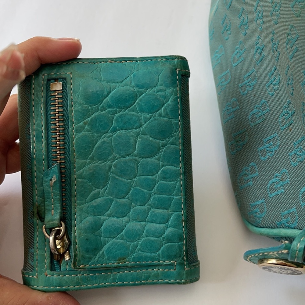Women’s Dooney Bourke shoulder bag leather teal - Picture 7 of 9